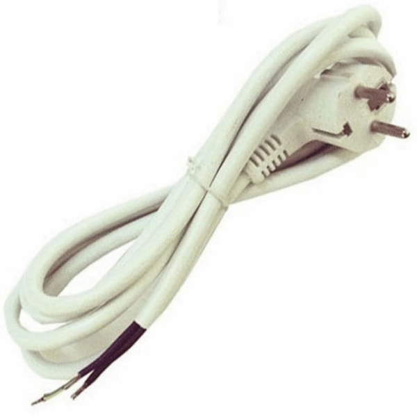 Cable Blanco + Clavija Inyectada 3x1.5mm 2m
