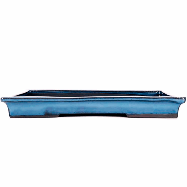 Bandeja Suiban Esmaltada Rectangular Azul 34cm